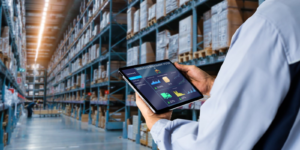 smart warehouse,inventory management system concept.